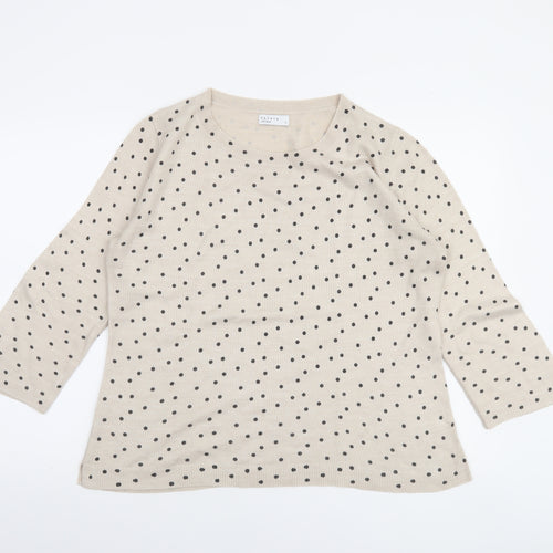 Papaya Women Beige Polka Dot Acrylic 3/4 Sleeve Jumper Size 12