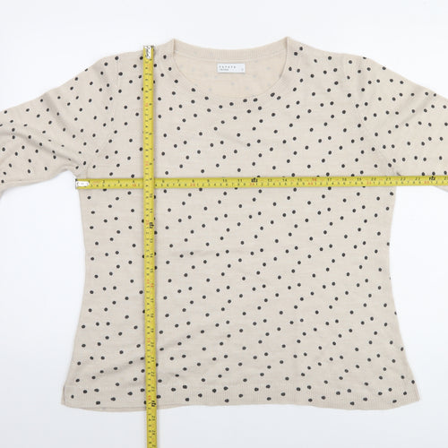 Papaya Women Beige Polka Dot Acrylic 3/4 Sleeve Jumper Size 12