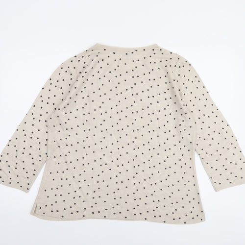 Papaya Women Beige Polka Dot Acrylic 3/4 Sleeve Jumper Size 12