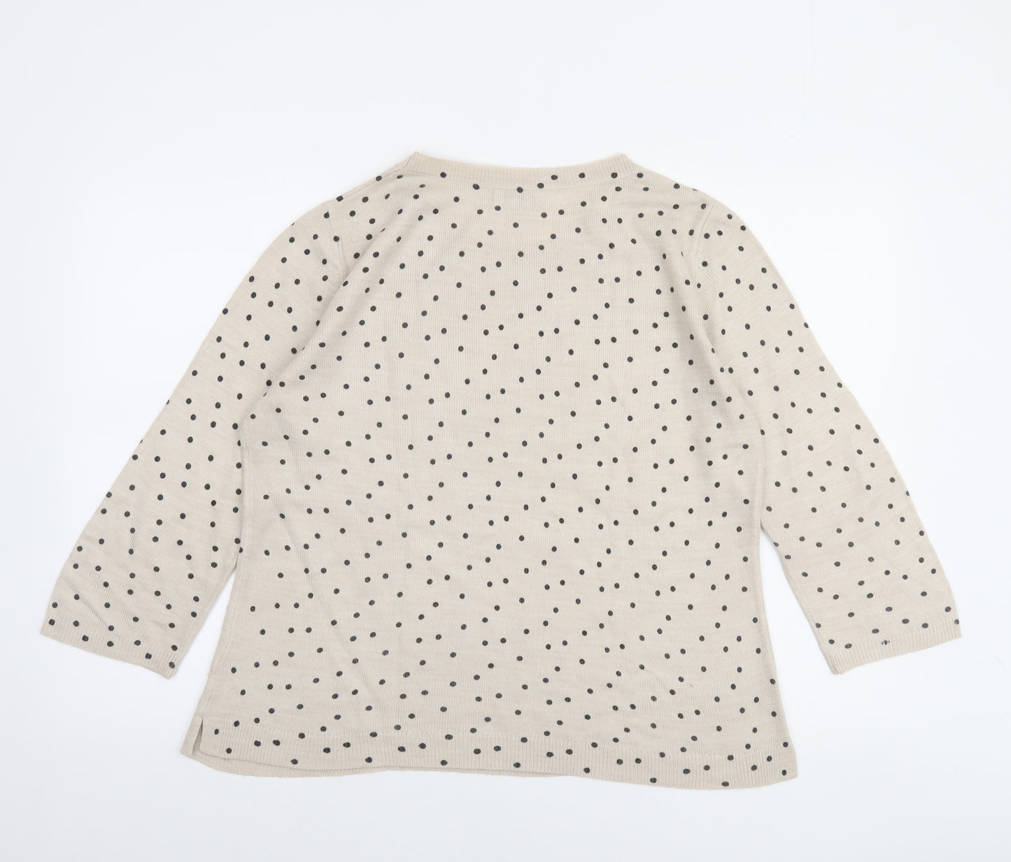 Papaya Women Beige Polka Dot Acrylic 3/4 Sleeve Jumper Size 12