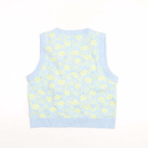 Motel Women Blue Knit V-Neck Sleeveless Vest Jumper Size S
