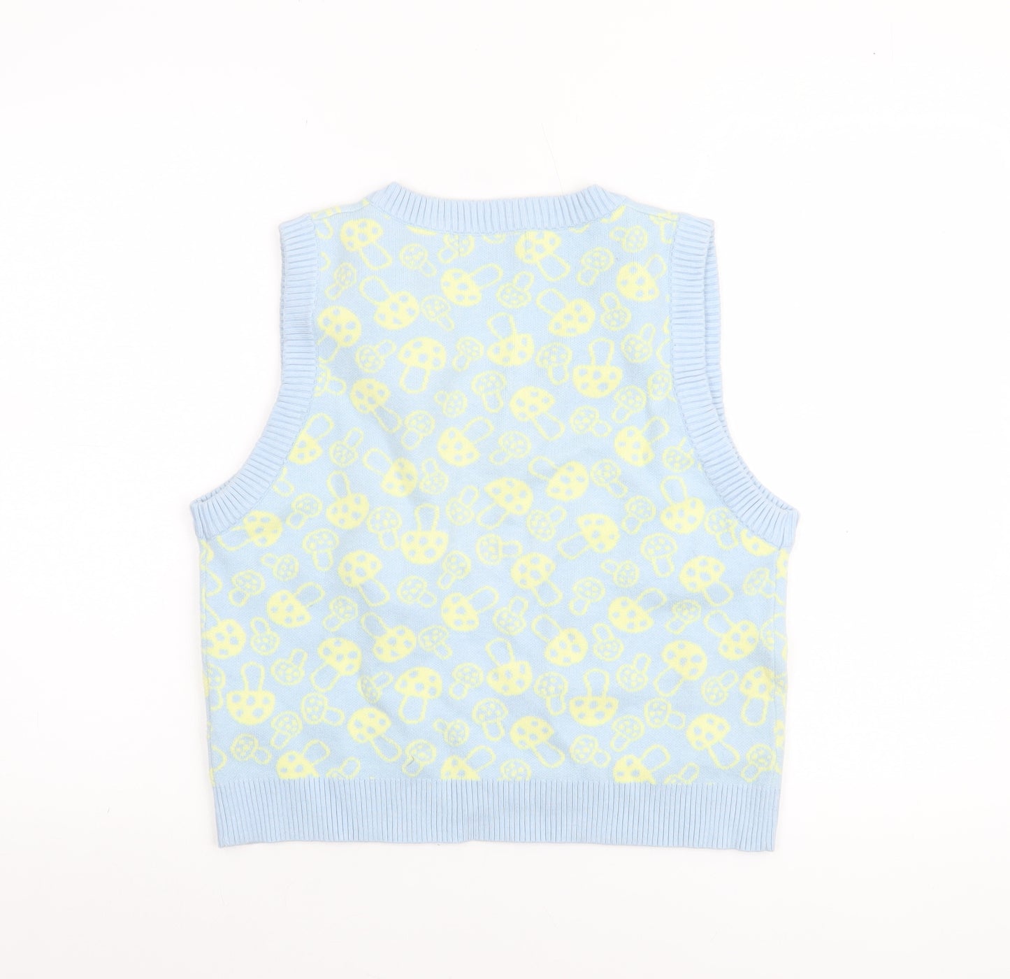 Motel Women Blue Knit V-Neck Sleeveless Vest Jumper Size S