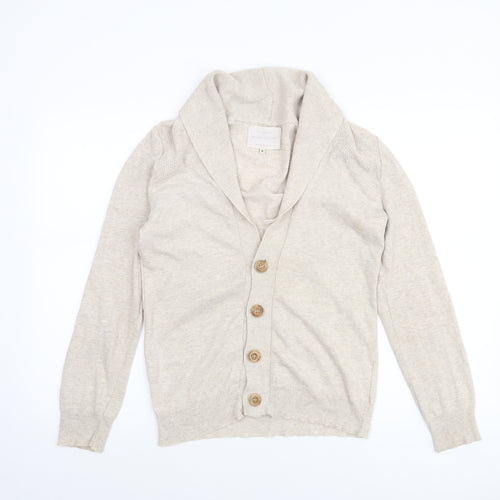 River Island Men’s Beige Cotton Cardigan S Classic Knitwear