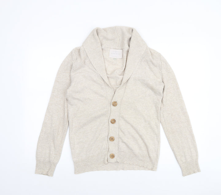 River Island Men’s Beige Cotton Cardigan S Classic Knitwear