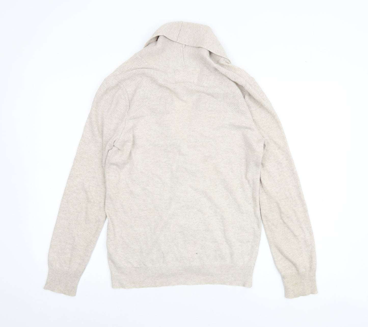River Island Men’s Beige Cotton Cardigan S Classic Knitwear