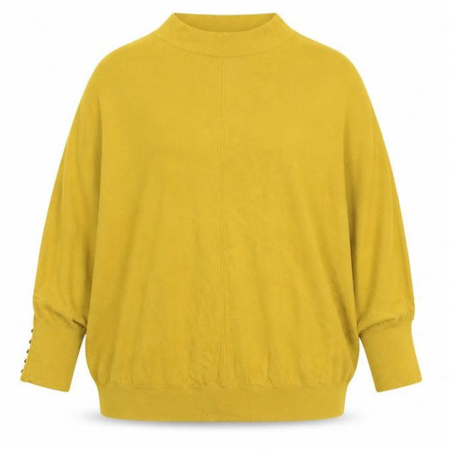 Gallery Womens Yellow 2XL Mock Neck Relaxed Fit Knit Jumper