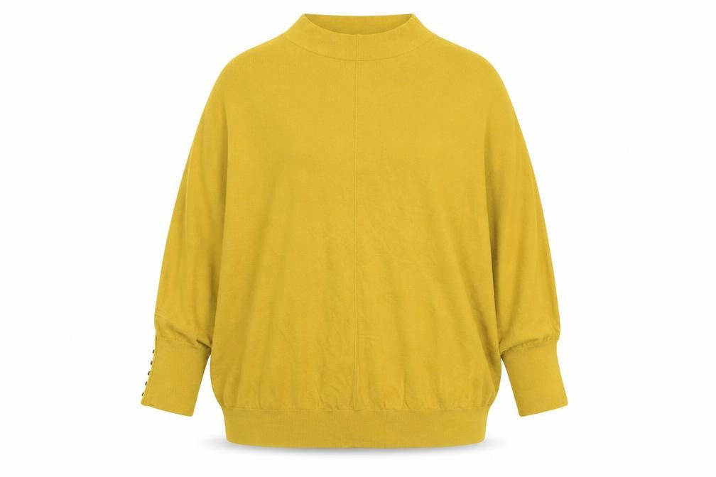 Gallery Womens Yellow 2XL Mock Neck Relaxed Fit Knit Jumper