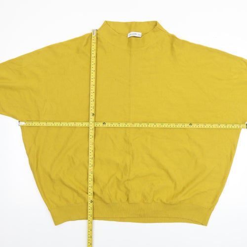 Gallery Womens Yellow 2XL Mock Neck Relaxed Fit Knit Jumper