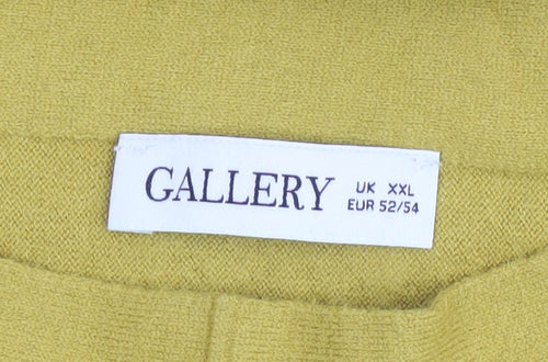 Gallery Womens Yellow 2XL Mock Neck Relaxed Fit Knit Jumper