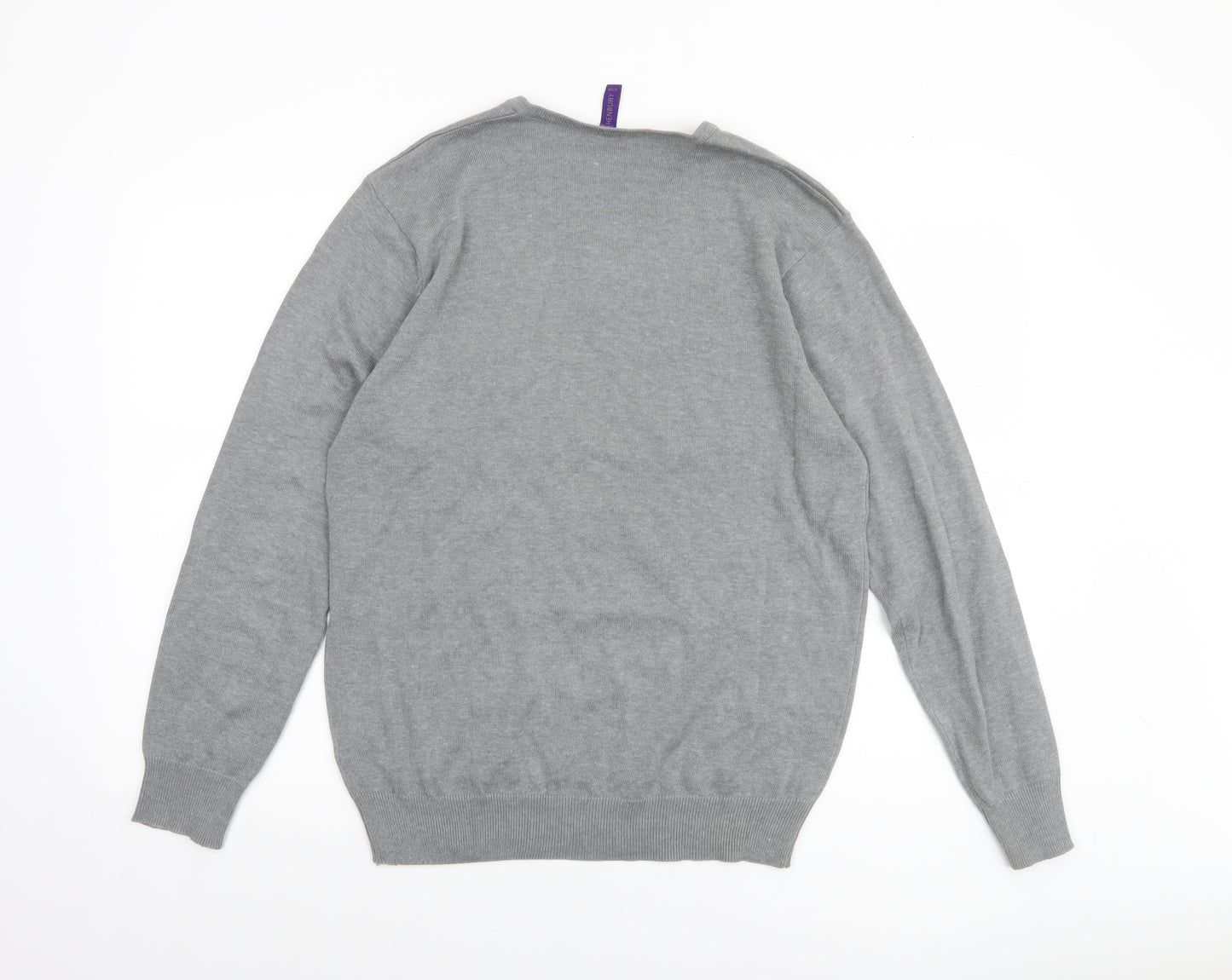 Henbury Men's Grey V-Neck Cotton Acrylic Golf Jumper Size M