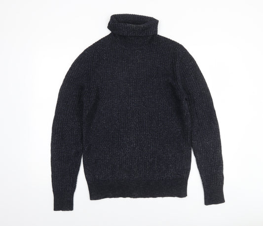 Marks and Spencer Men's Black Roll Neck Wool Blend Jumper M