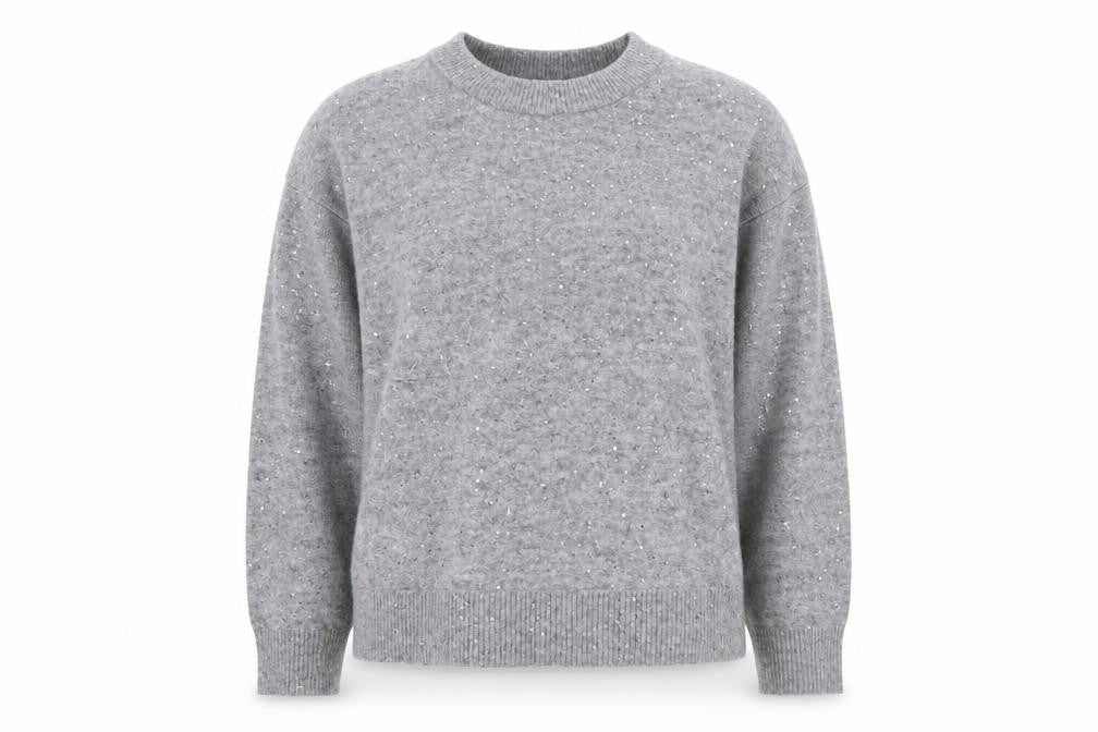 Front view of H&M Women Grey Sequin Knit jumper, size S