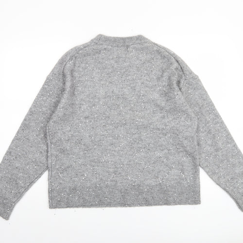 H&M Women Grey Sequin Knit Pullover Jumper Size S