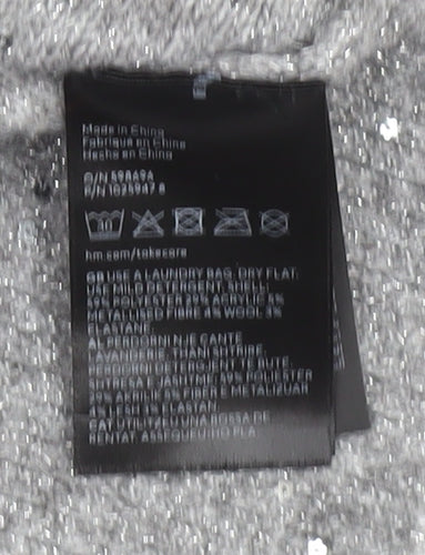 H&M Women Grey Sequin Knit Pullover Jumper Size S