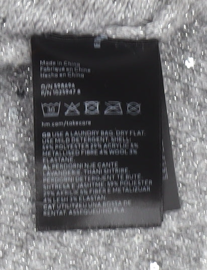 H&M Women Grey Sequin Knit Pullover Jumper Size S