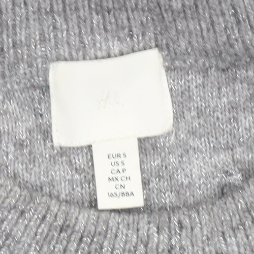 H&M Women Grey Sequin Knit Pullover Jumper Size S