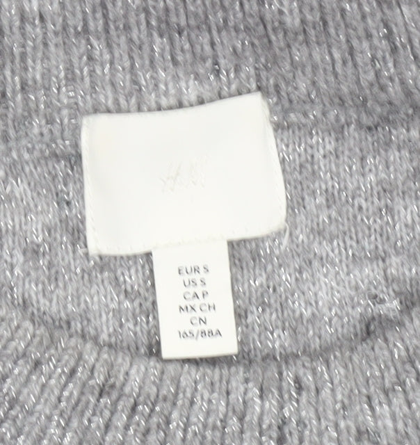 H&M Women Grey Sequin Knit Pullover Jumper Size S