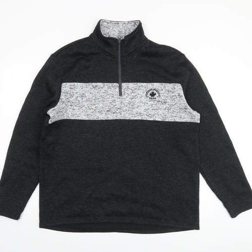 Atlas For Men L Grey 1/4 Zip Fleece Sweatshirt High Neck Regular Fit
