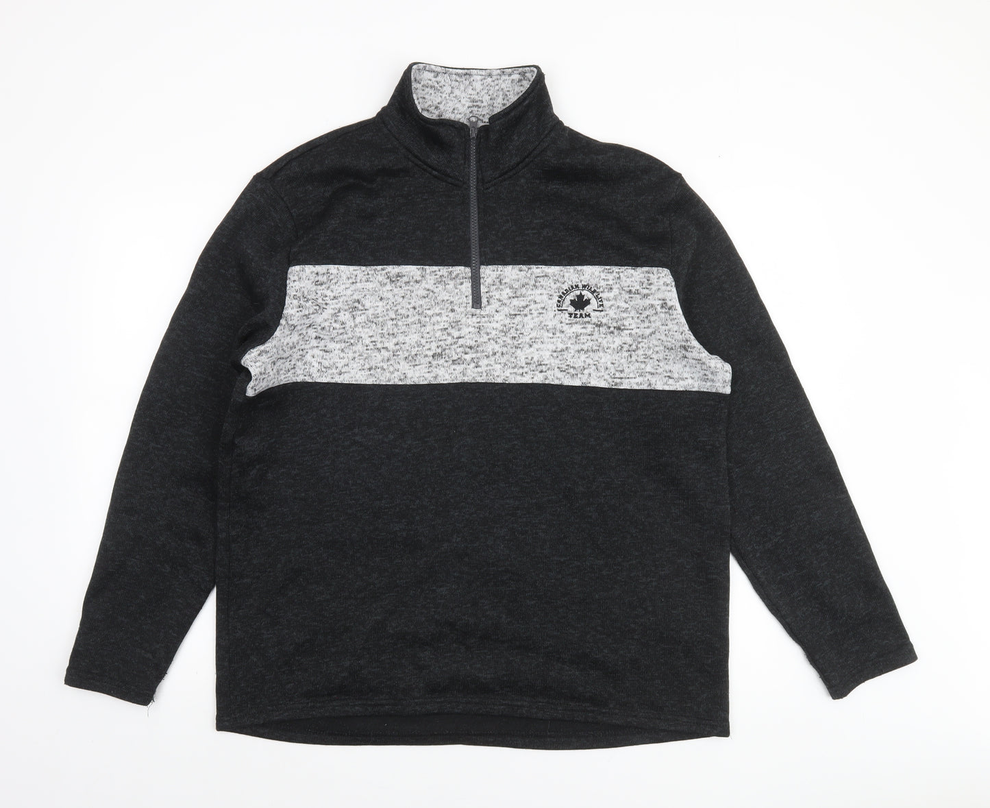 Atlas For Men L Grey 1/4 Zip Fleece Sweatshirt High Neck Regular Fit