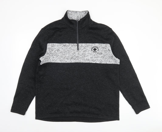 Atlas For Men L Grey 1/4 Zip Fleece Sweatshirt High Neck Regular Fit