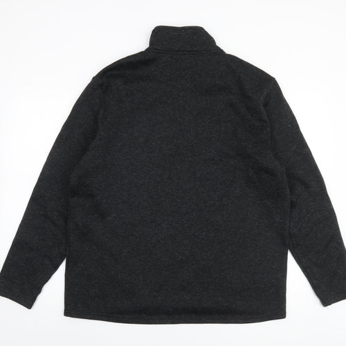 Atlas For Men L Grey 1/4 Zip Fleece Sweatshirt High Neck Regular Fit