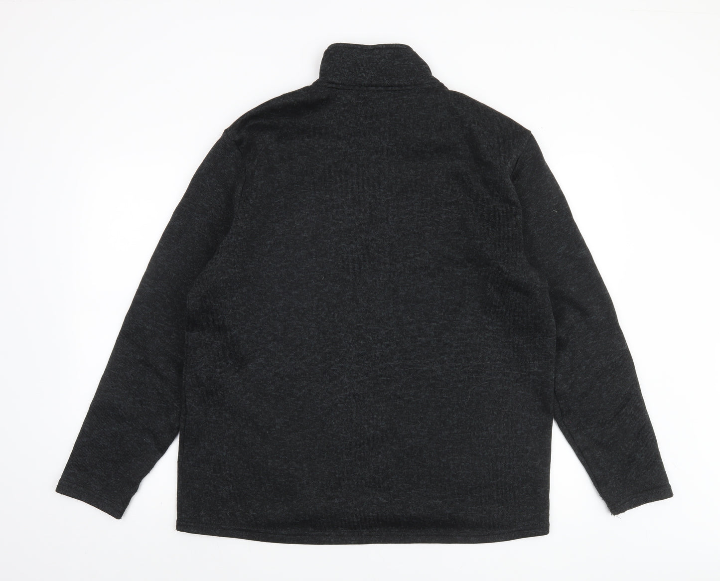 Atlas For Men L Grey 1/4 Zip Fleece Sweatshirt High Neck Regular Fit