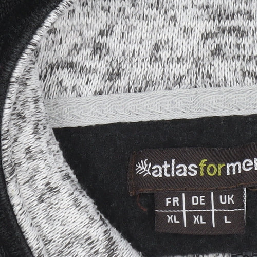 Atlas For Men L Grey 1/4 Zip Fleece Sweatshirt High Neck Regular Fit
