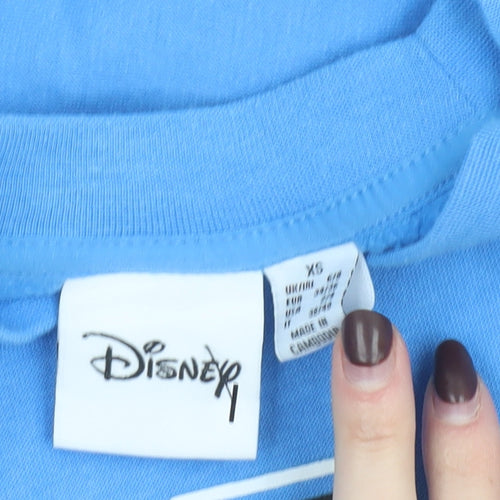 Disney Women Blue XS Pullover Sweatshirt Stitch Aloha Graphic