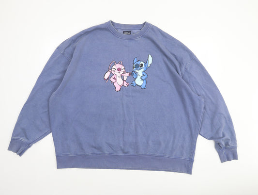 Primark Disney Stitch & Angel Purple Sweatshirt Women's XL Relaxed Fit