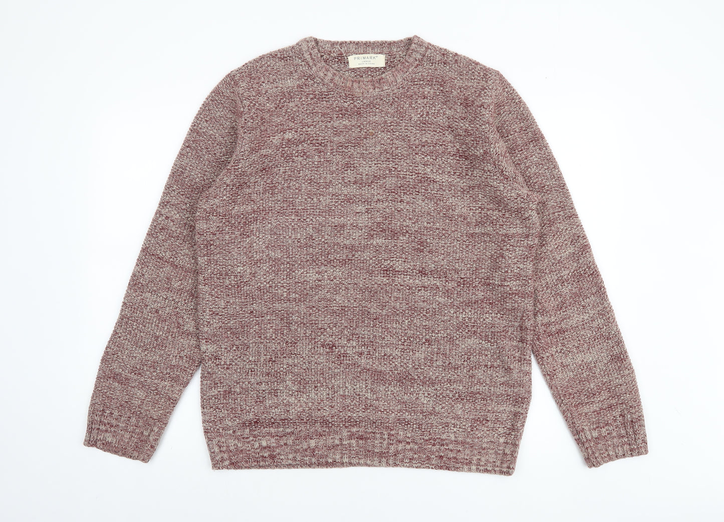 Primark Men's Red Knit Crew Neck Pullover Jumper Size L