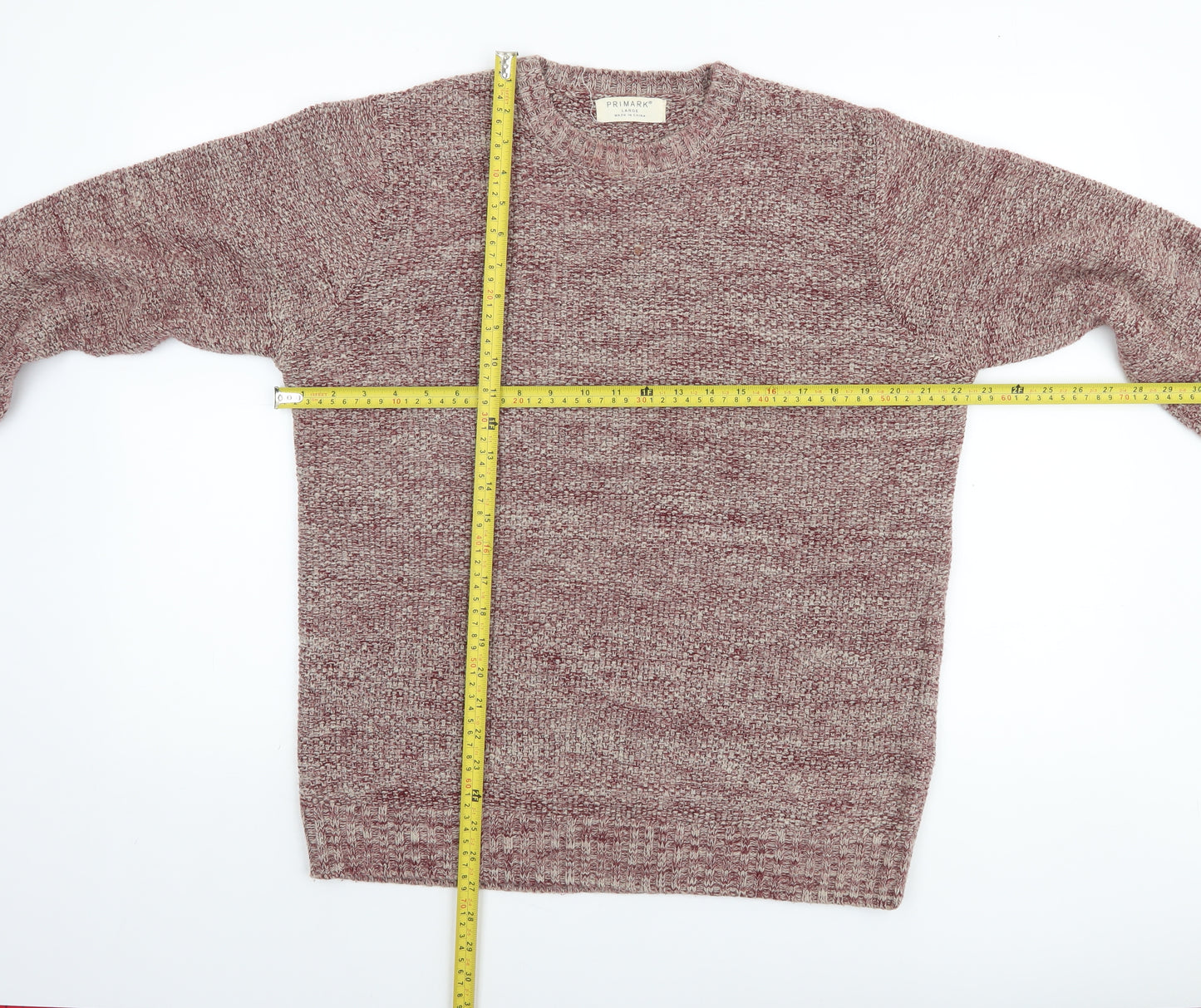 Primark Men's Red Knit Crew Neck Pullover Jumper Size L