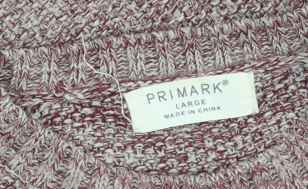 Primark Men's Red Knit Crew Neck Pullover Jumper Size L