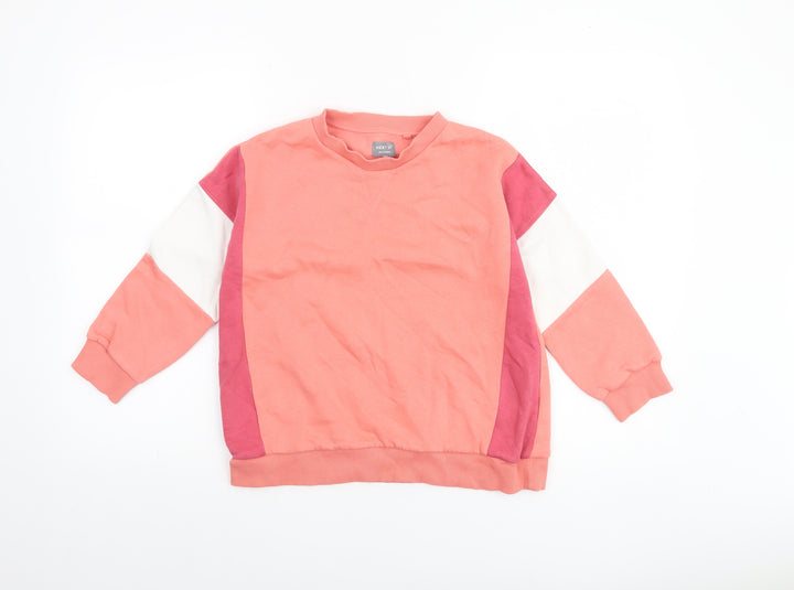 Next Girls Pink Colourblock Fleece Pullover Sweatshirt 9 Years