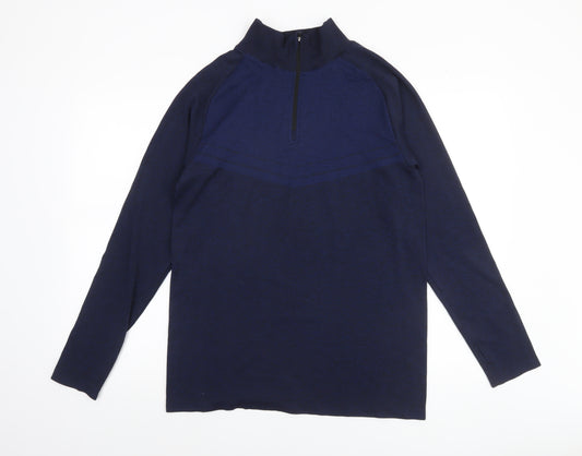 Primark Men's Blue Long Sleeve 1/4 Zip Athletic Training Top Size L