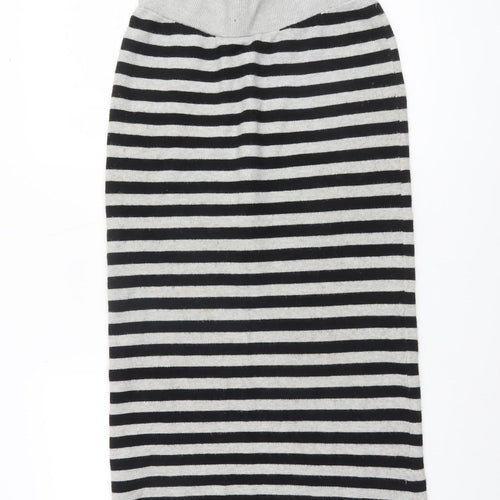 Yellow Label Women's Black Striped Midi Knit Skirt Size L