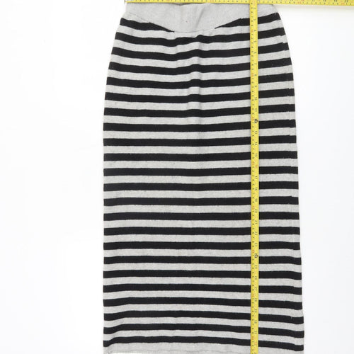 Yellow Label Women's Black Striped Midi Knit Skirt Size L