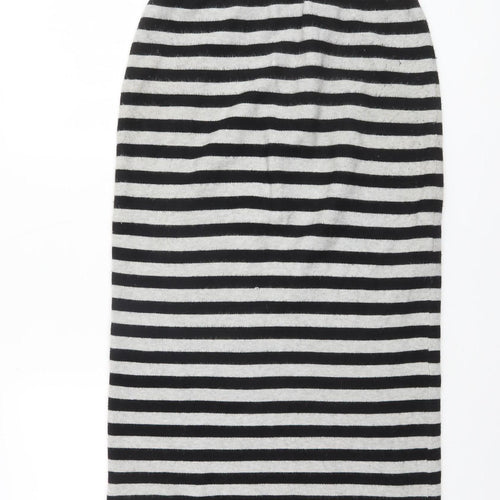 Yellow Label Women's Black Striped Midi Knit Skirt Size L