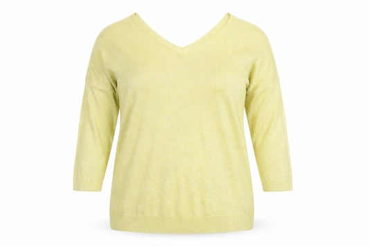 Front view of Next Women's Gold V-Neck 3/4 Sleeve jumper, size 16