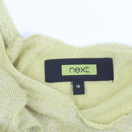 Next Women's Gold V-Neck 3/4 Sleeve Pullover Jumper Size 16