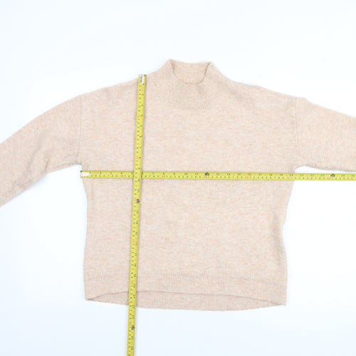 Fat Face Women's Beige Mock Neck Jumper Size 8 Regular Knit