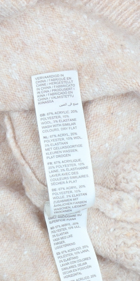 Fat Face Women's Beige Mock Neck Jumper Size 8 Regular Knit