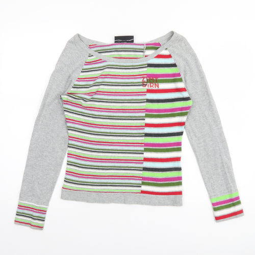Zimtstern Women Multicoloured Striped Cotton Boat Neck Jumper XS