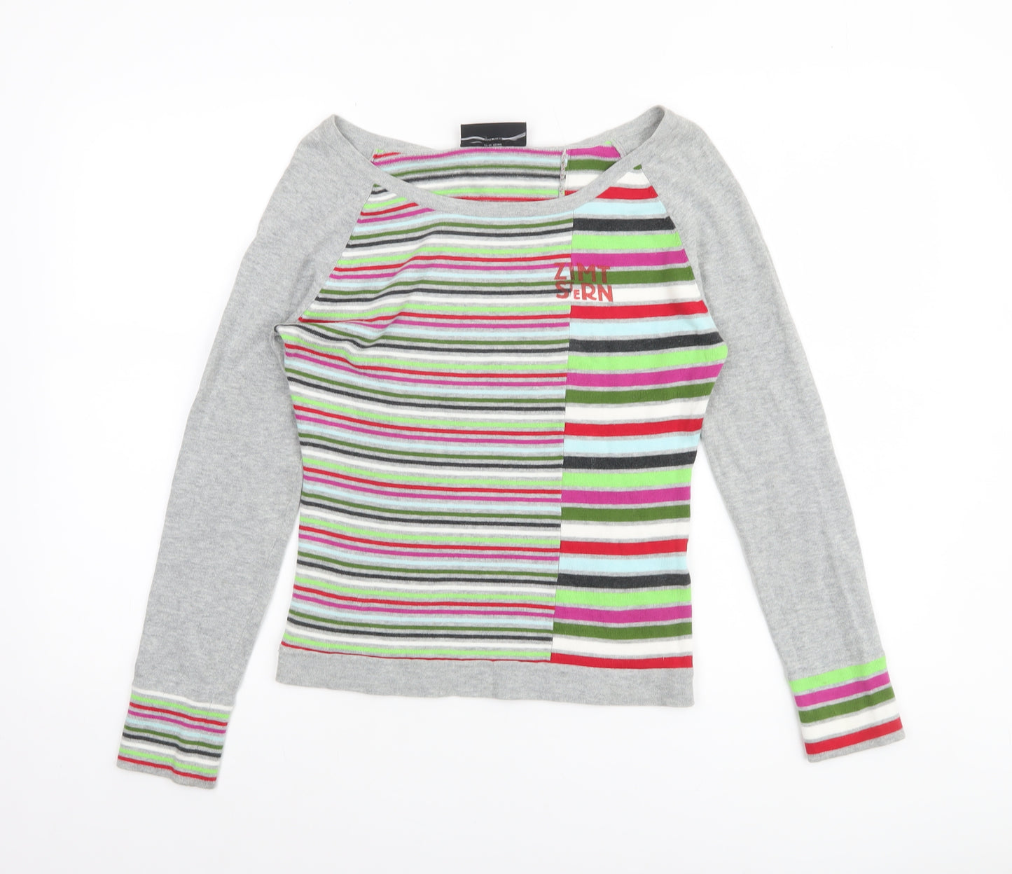 Zimtstern Women Multicoloured Striped Cotton Boat Neck Jumper XS