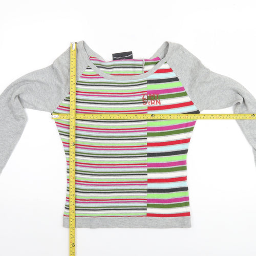 Zimtstern Women Multicoloured Striped Cotton Boat Neck Jumper XS