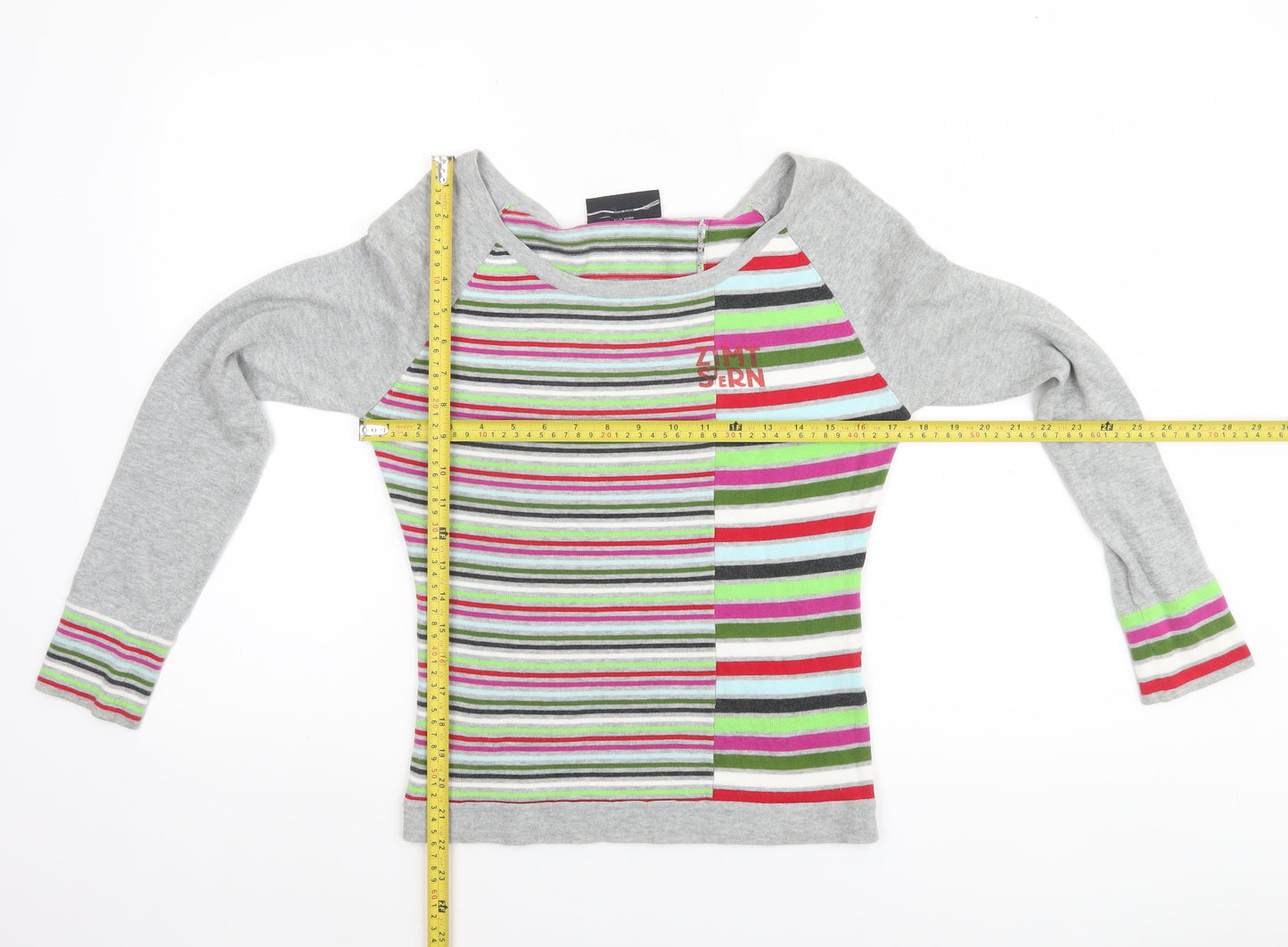 Zimtstern Women Multicoloured Striped Cotton Boat Neck Jumper XS