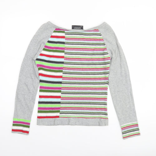Zimtstern Women Multicoloured Striped Cotton Boat Neck Jumper XS