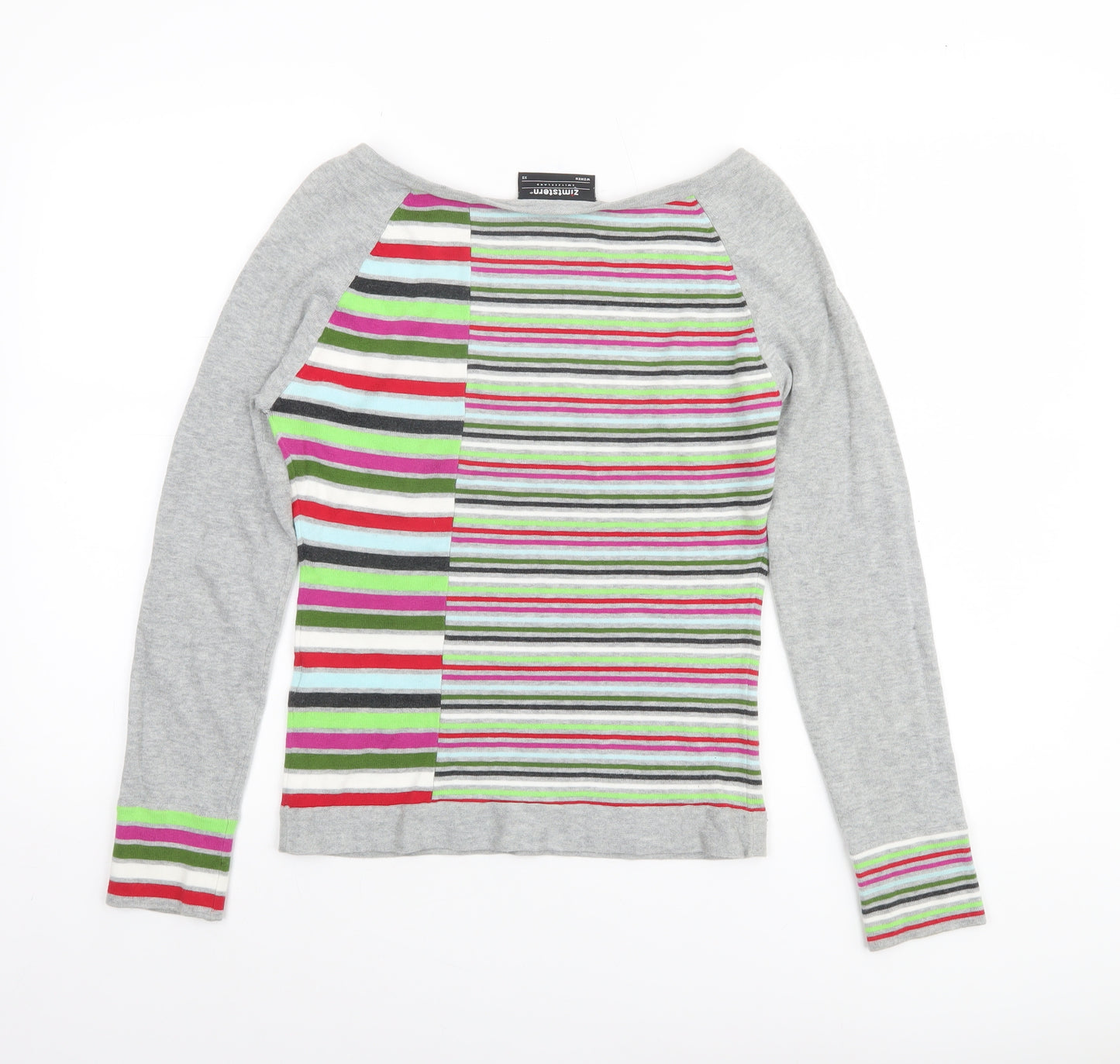 Zimtstern Women Multicoloured Striped Cotton Boat Neck Jumper XS