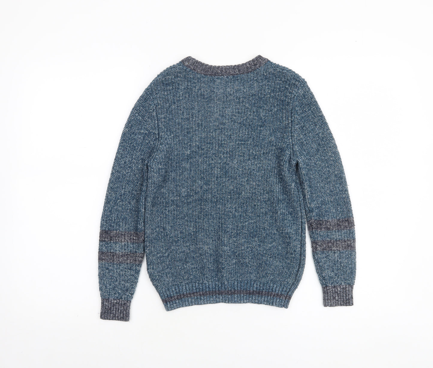 Marks and Spencer Boys Blue Cotton Blend Crew Neck Jumper 10-11 Years