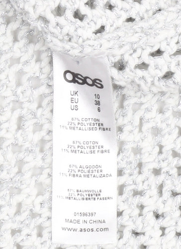 ASOS Women’s White Open-Knit Short Sleeve Jumper Size 10