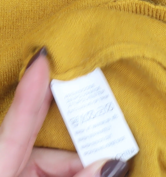 Wild Flower Women's Yellow Lace Trim Crew Neck Jumper Size M